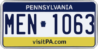 PA license plate MEN1063