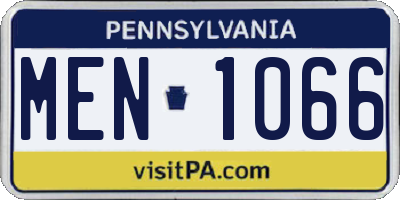 PA license plate MEN1066