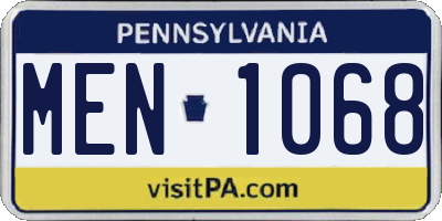 PA license plate MEN1068