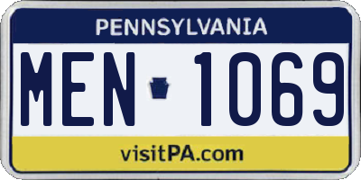 PA license plate MEN1069