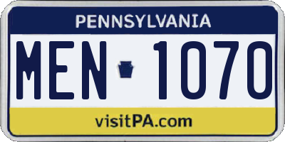 PA license plate MEN1070