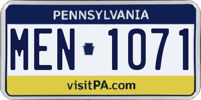 PA license plate MEN1071