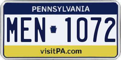 PA license plate MEN1072