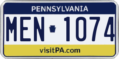 PA license plate MEN1074
