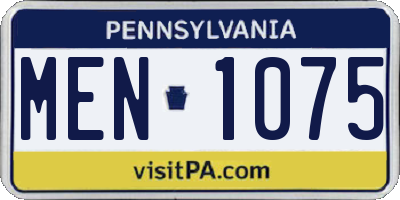 PA license plate MEN1075
