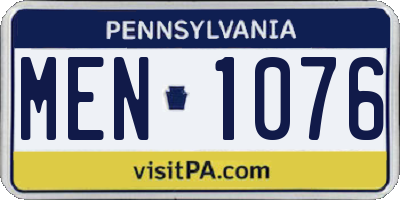 PA license plate MEN1076