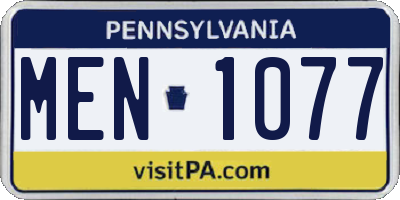 PA license plate MEN1077