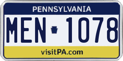 PA license plate MEN1078