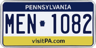 PA license plate MEN1082