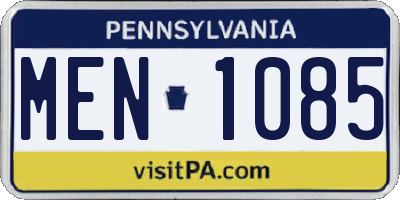 PA license plate MEN1085