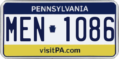 PA license plate MEN1086