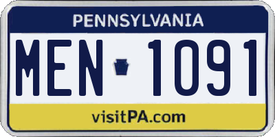 PA license plate MEN1091