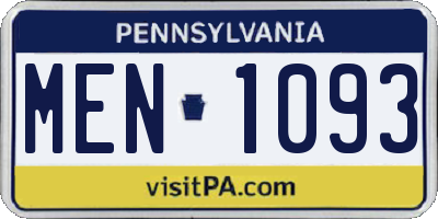 PA license plate MEN1093