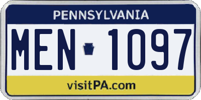 PA license plate MEN1097