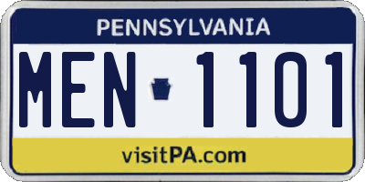 PA license plate MEN1101