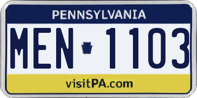 PA license plate MEN1103