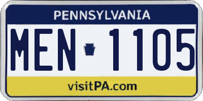 PA license plate MEN1105