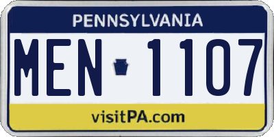 PA license plate MEN1107