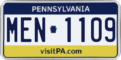 PA license plate MEN1109