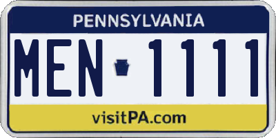 PA license plate MEN1111
