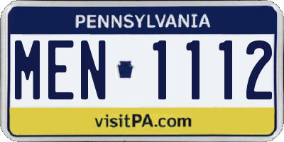PA license plate MEN1112