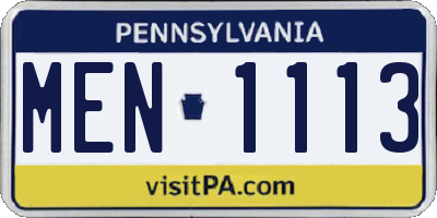 PA license plate MEN1113