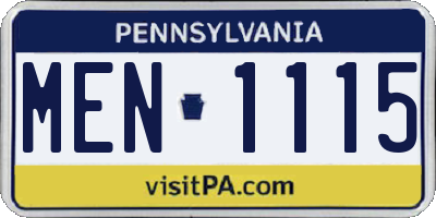 PA license plate MEN1115