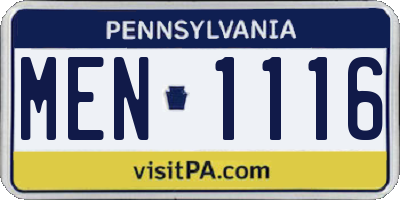 PA license plate MEN1116