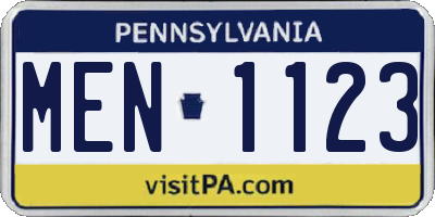 PA license plate MEN1123
