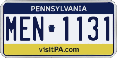 PA license plate MEN1131