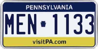 PA license plate MEN1133