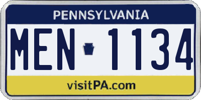 PA license plate MEN1134