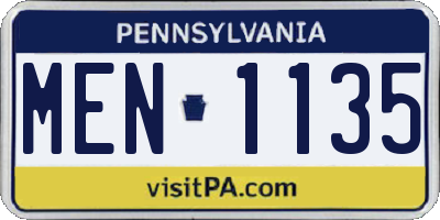 PA license plate MEN1135