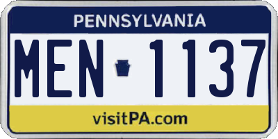 PA license plate MEN1137
