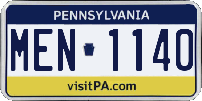 PA license plate MEN1140