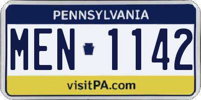 PA license plate MEN1142