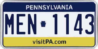 PA license plate MEN1143