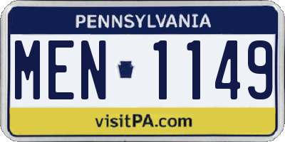 PA license plate MEN1149