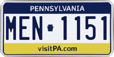 PA license plate MEN1151