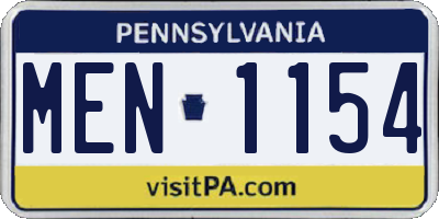 PA license plate MEN1154