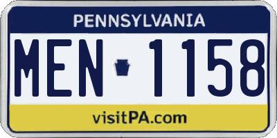 PA license plate MEN1158