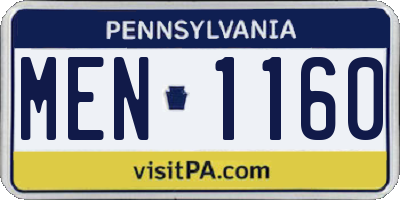 PA license plate MEN1160