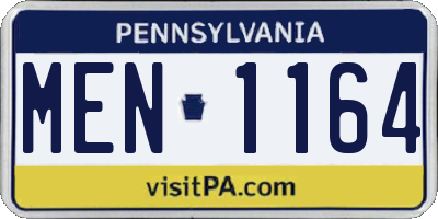 PA license plate MEN1164