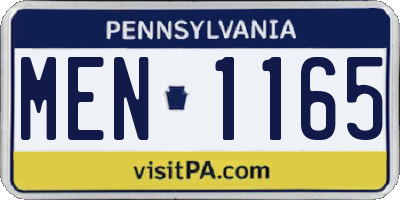 PA license plate MEN1165