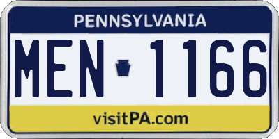 PA license plate MEN1166