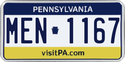 PA license plate MEN1167