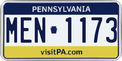 PA license plate MEN1173