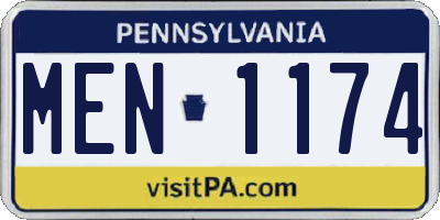 PA license plate MEN1174