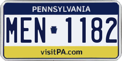 PA license plate MEN1182