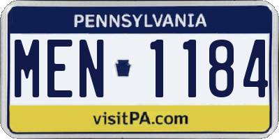 PA license plate MEN1184